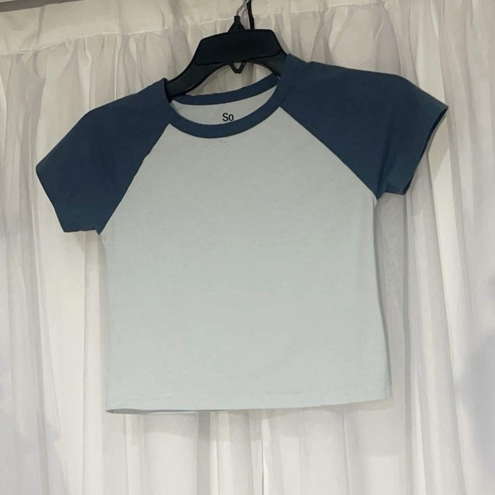Blue Short Sleeve Crop Top